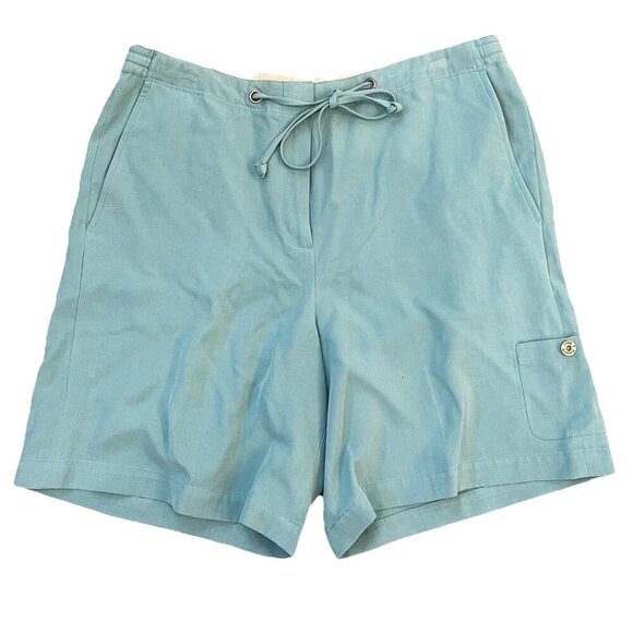 Tommy Bahama Women’s 100% Silk Ripstop Elastic Waist Shorts Size 10 Blue Casual - Picture 1 of 10